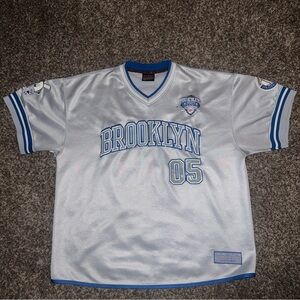 FUBU White and Light Blue Brooklyn 05 Short-Sleeve Jersey